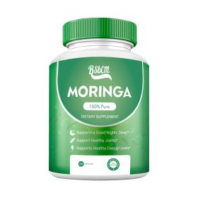 Pure Moringa Powder Capsules Of Nutrient-Rich Moringa - Natural Antioxidant Superfood - Promotes Energy, Skin Health, Gut Well-Being - With Essen (Color: Green)